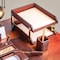 Dacasso Chocolate Brown Leather Double Letter Trays AG-3420 - alternate 4